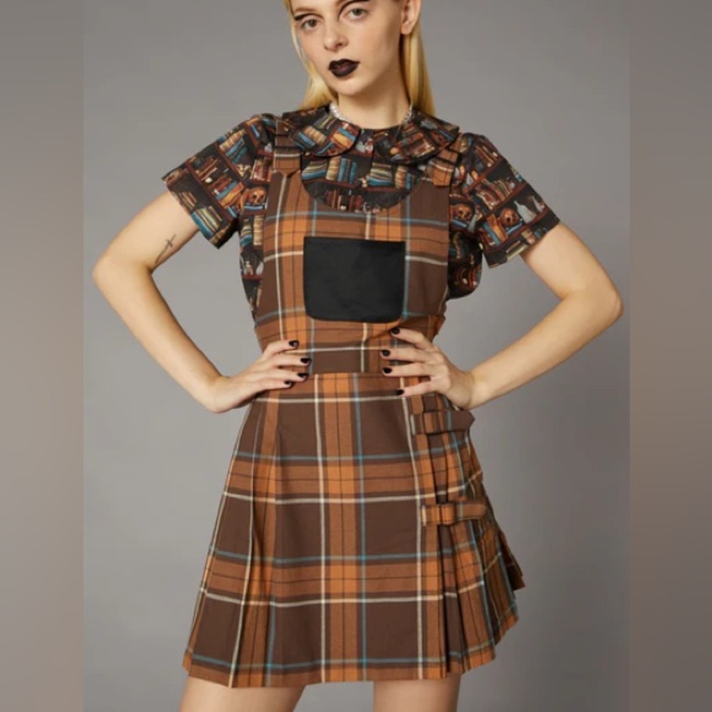 Dangerfield Brown Plaid Pinafore